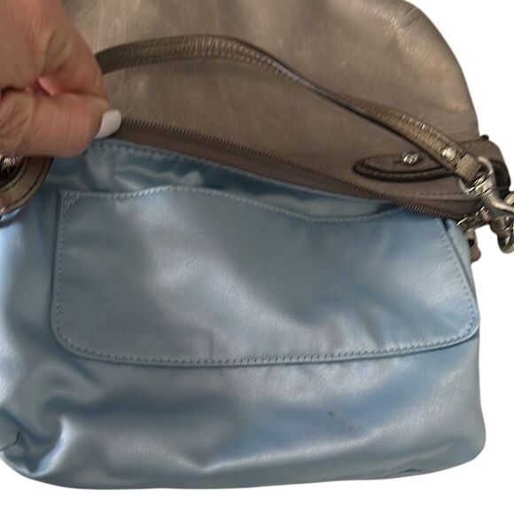 Coach Gray Signature C Logo Leather Wristlet Handbag - Picture 8 of 14